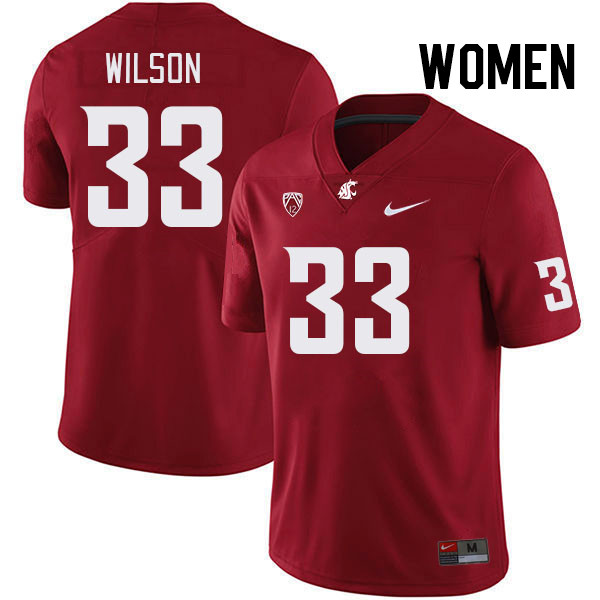 Women #33 Adrian Wilson Washington State Cougars College Football Jerseys Stitched Sale-Crimson